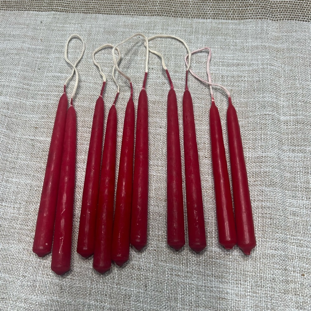 Hand Dipped Wax 6 inch Candles - Country Decor Red - Vintage - 10 candles